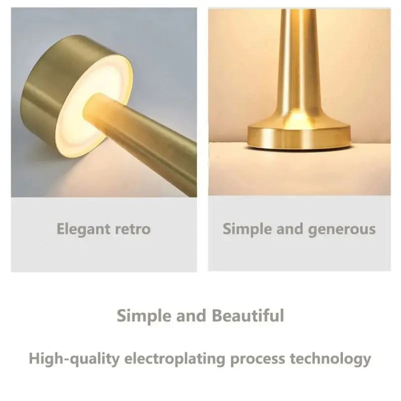 Dimmable LED Table Lamp Retro Metal Rechargeable Night Light