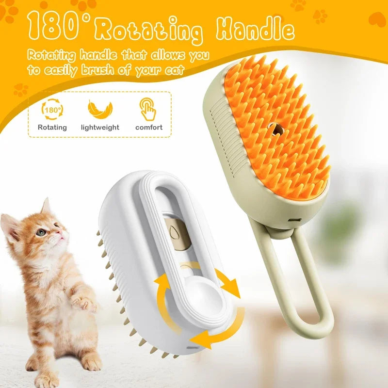 3 in 1 Cat Dog Steam Brush Electric Grooming Tool