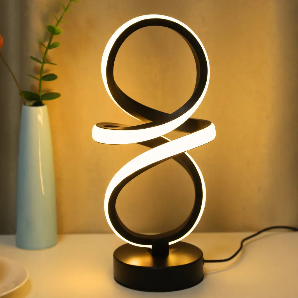 Spiral LED Table Lamp with USB Power, Adjustable Colors