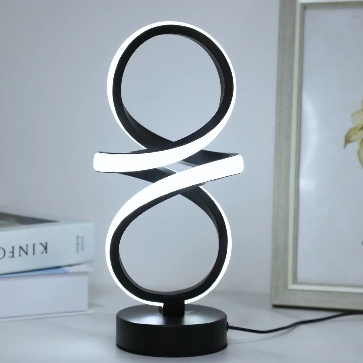 Spiral LED Table Lamp with USB Power, Adjustable Colors