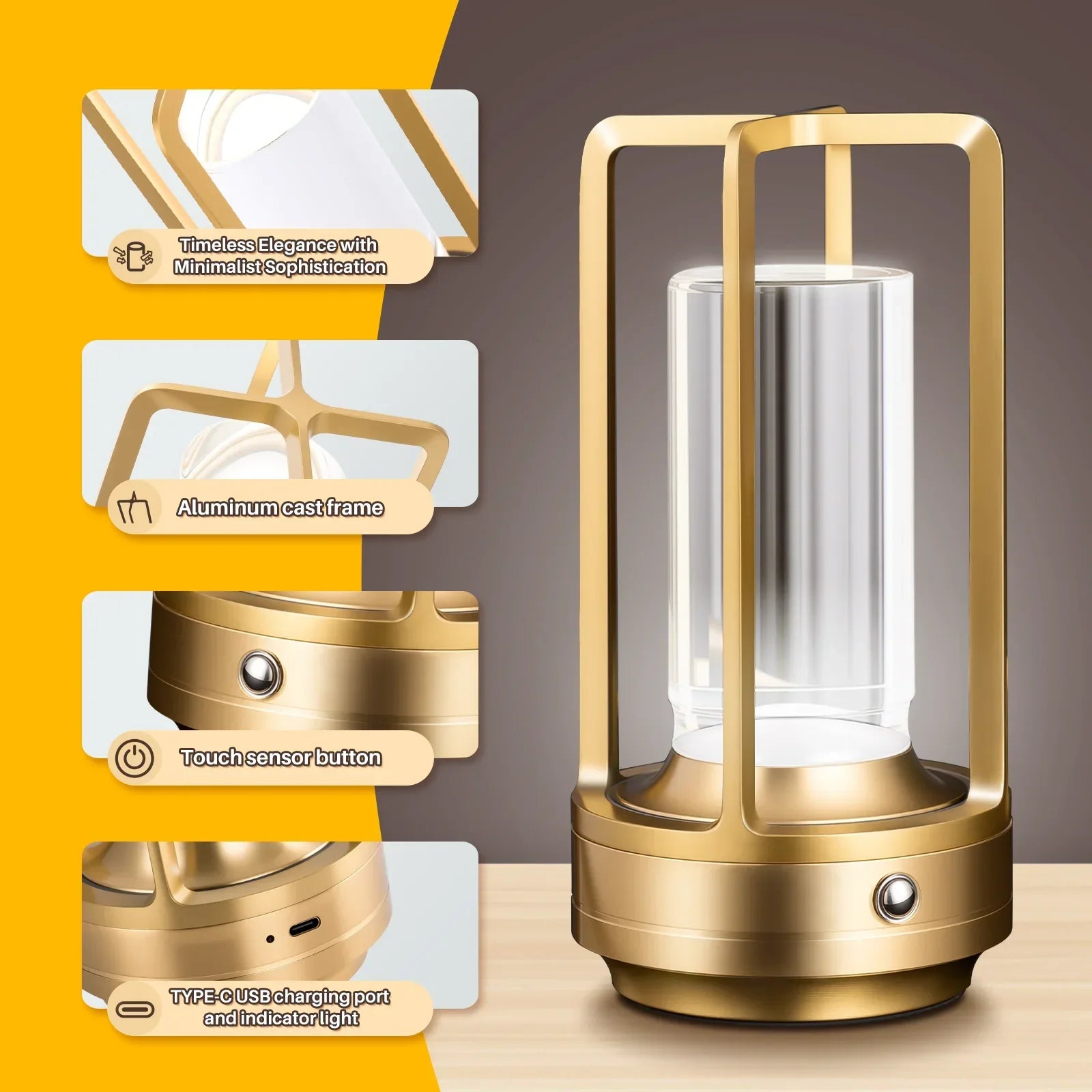 Cordless LED Table Lamp for Desk and Camping Use