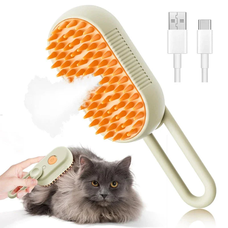 3 in 1 Cat Dog Steam Brush Electric Grooming Tool