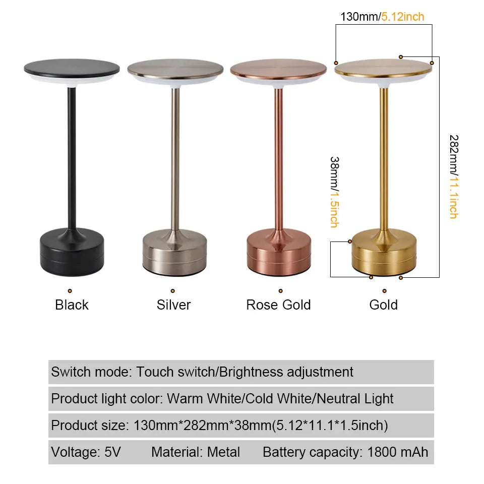 LED Touch Sensor Table Lamp USB Rechargeable Night Light