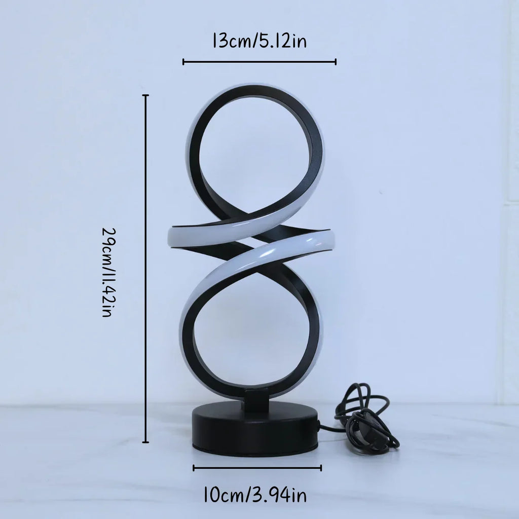 Spiral LED Table Lamp with USB Power, Adjustable Colors
