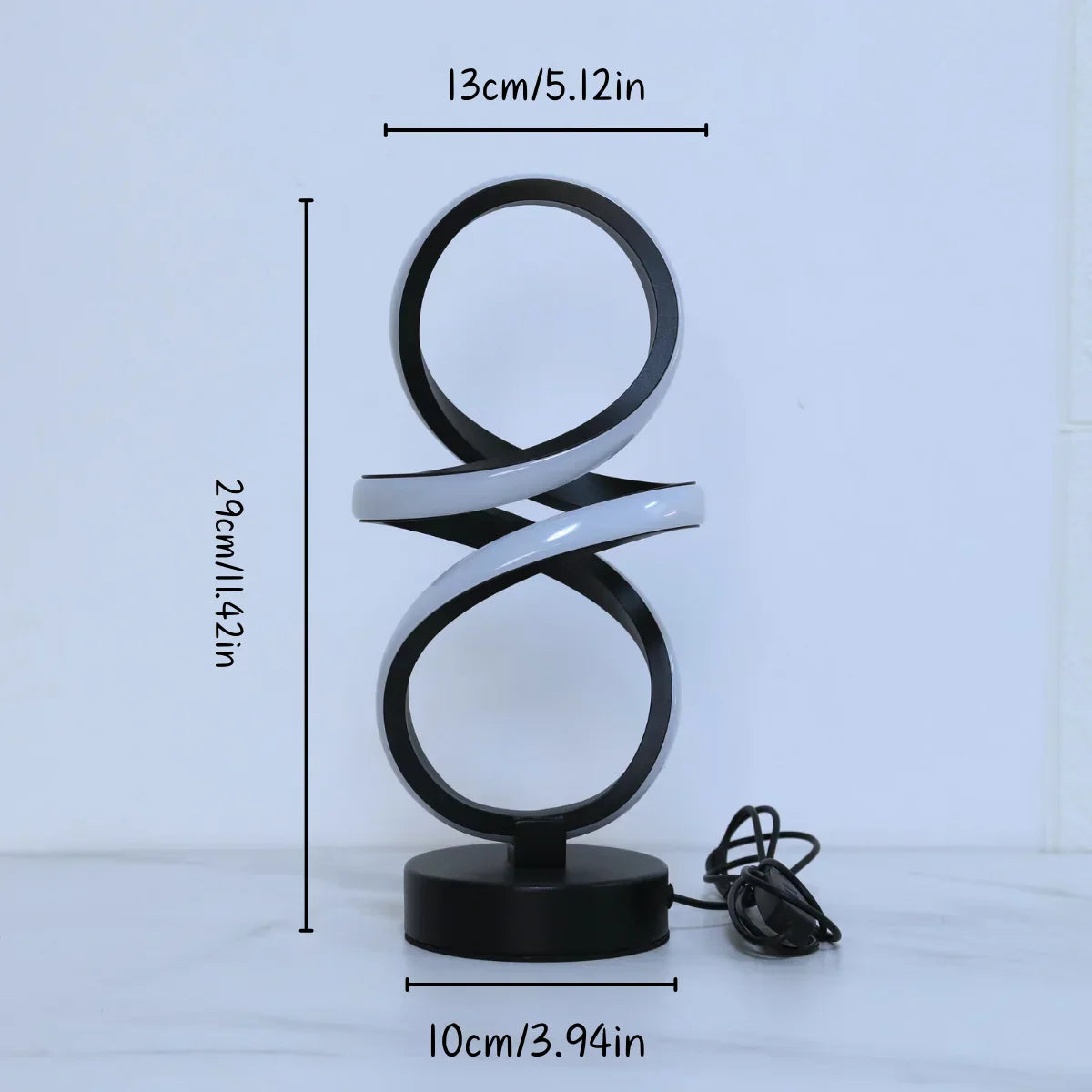 Spiral LED Table Lamp with USB Power, Adjustable Colors