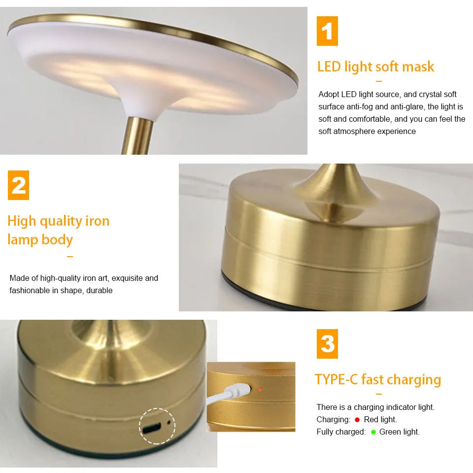 LED Touch Sensor Table Lamp USB Rechargeable Night Light