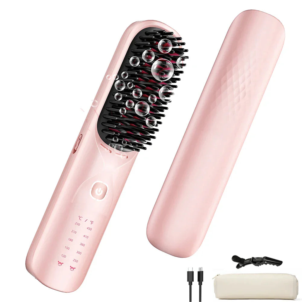 Cordless Hair Straightener Brush 10000mAh Fast Heating