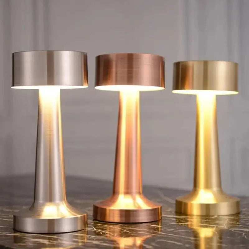 Dimmable LED Table Lamp Retro Metal Rechargeable Night Light