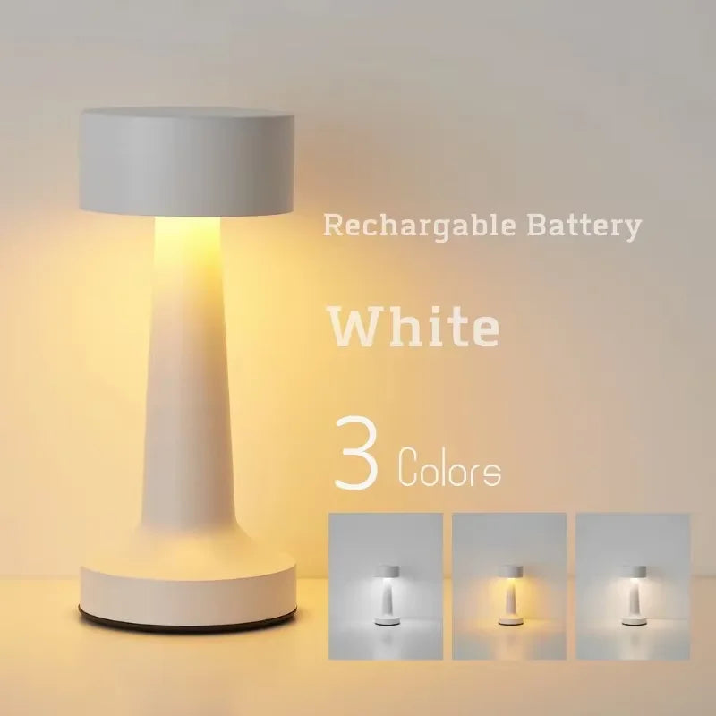 Dimmable LED Table Lamp Retro Metal Rechargeable Night Light