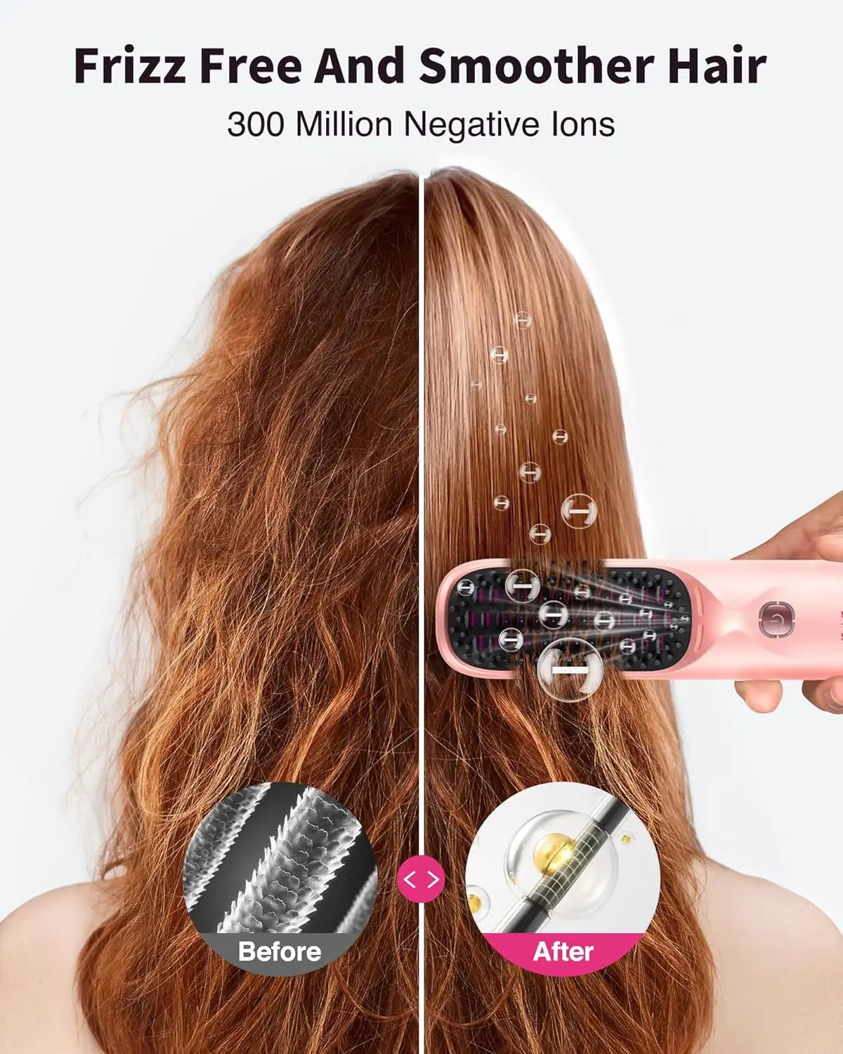 Cordless Hair Straightener Brush 10000mAh Fast Heating