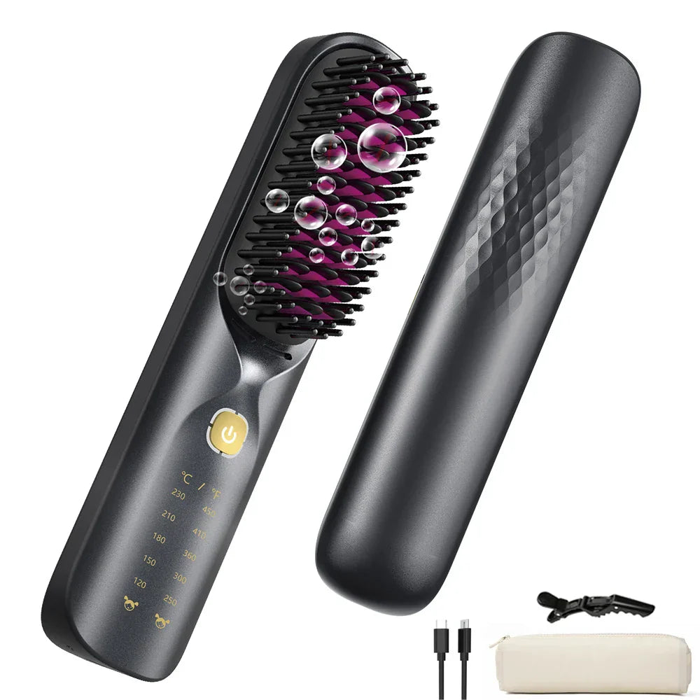 Cordless Hair Straightener Brush 10000mAh Fast Heating