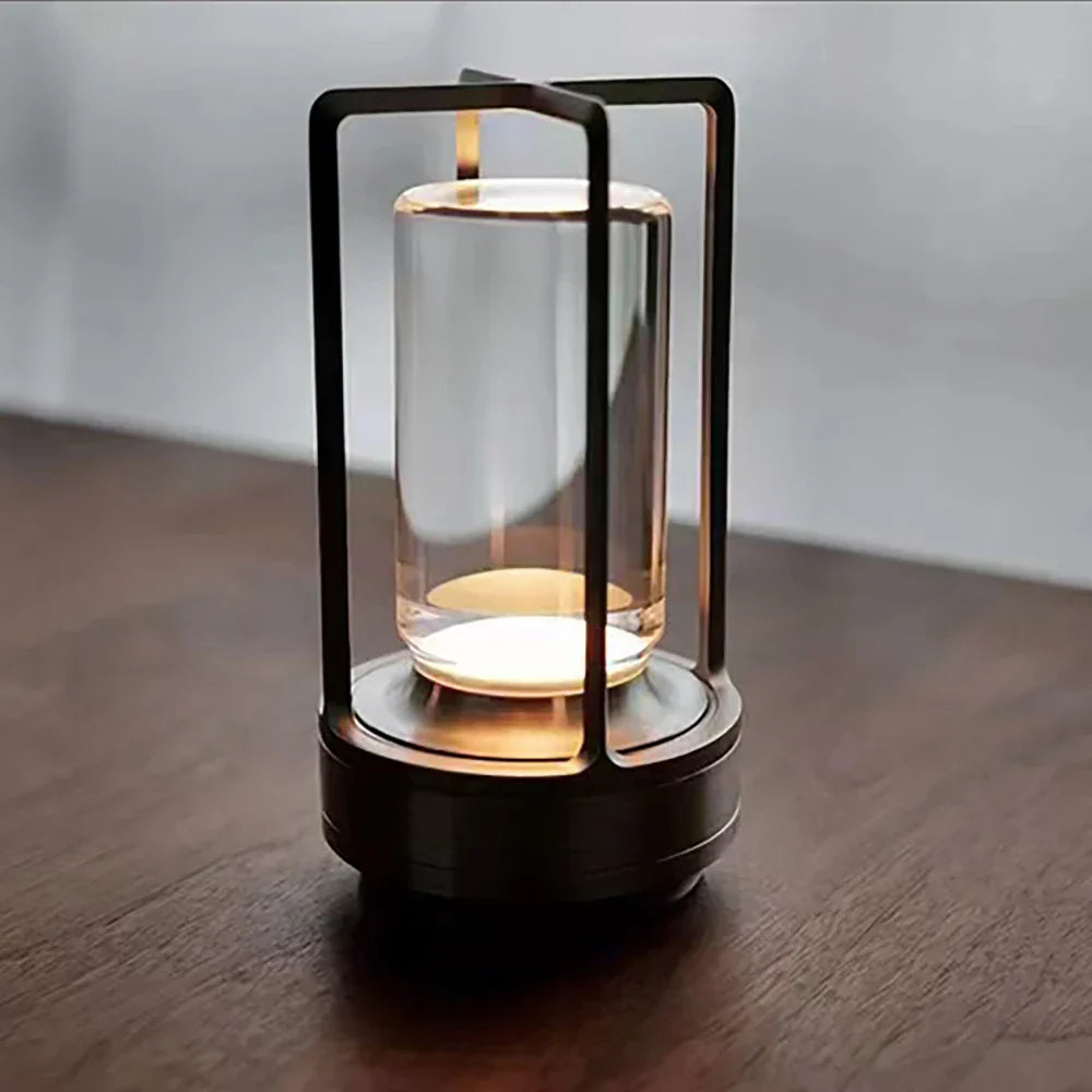 Black Crystal LED Touch Table Lamp for Bedroom