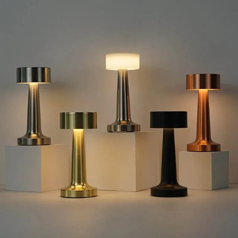 Dimmable LED Table Lamp Retro Metal Rechargeable Night Light