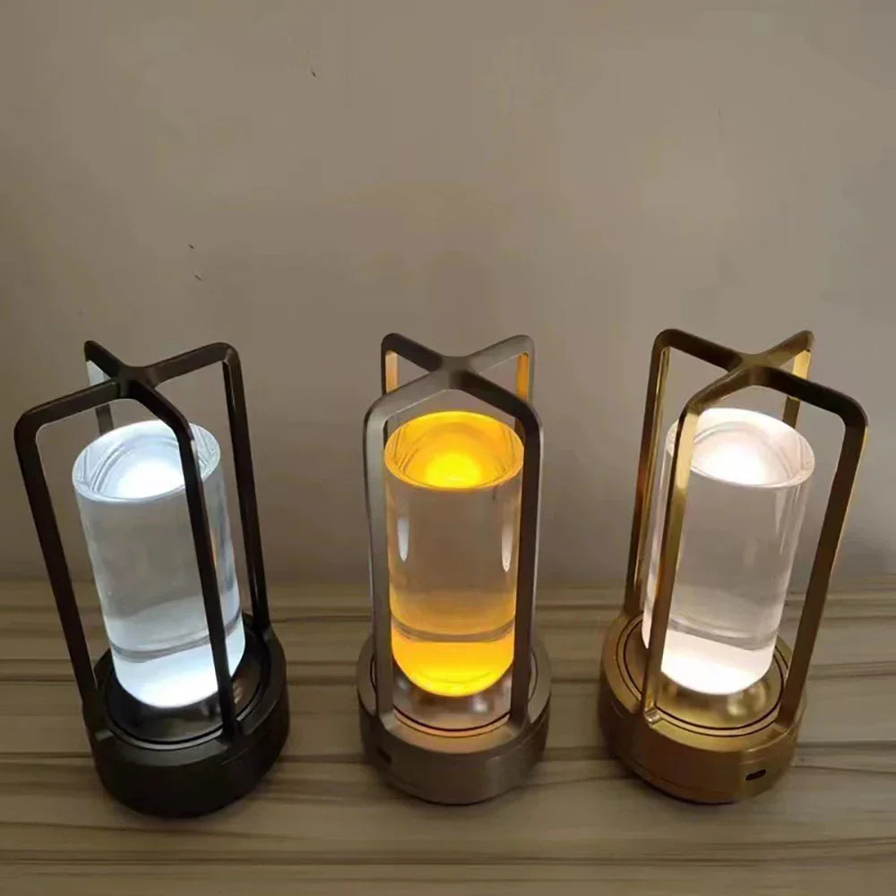 Black Crystal LED Touch Table Lamp for Bedroom