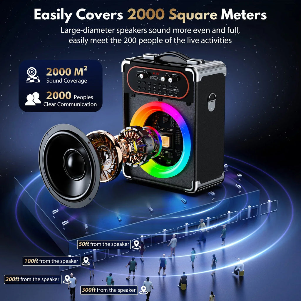 Portable Bluetooth 5.3 Kara Ok Speaker With 2 Microphones