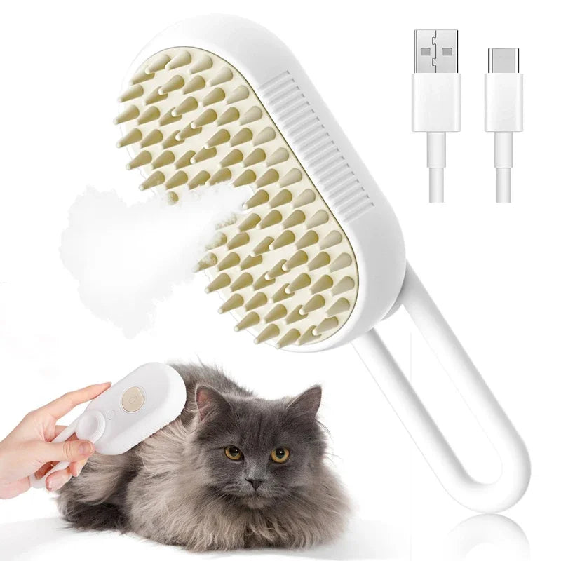 3 in 1 Cat Dog Steam Brush Electric Grooming Tool